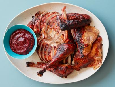 Food Network Kitchen’s Grilled Turkey with Cranberry BBQ Sauce.