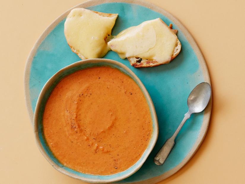 Food Network Kitchen’s Grilled Tomato Soup with Grilled Cheese Toasts.