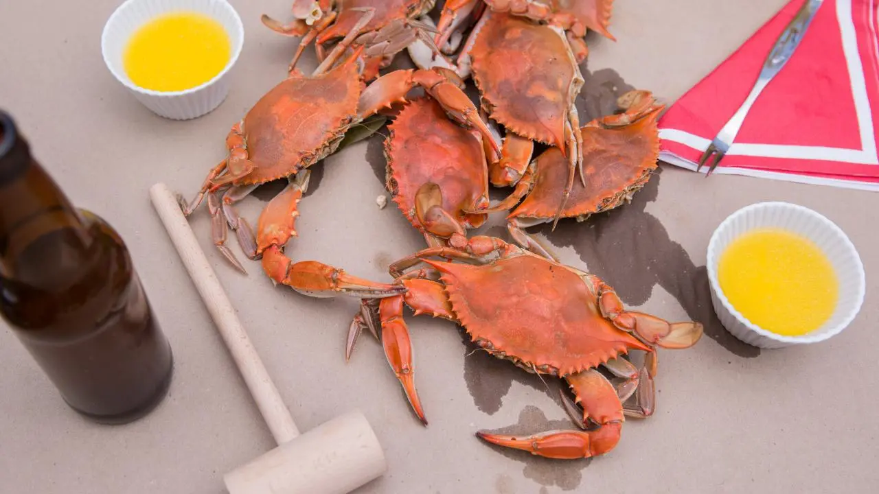 Beer-Poached Blue Crabs