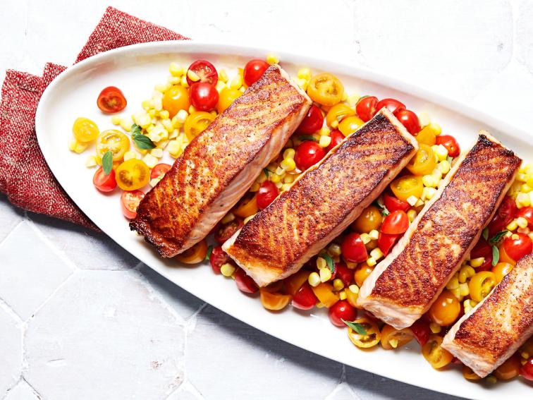 Salmon with Corn and Tomato Salad Recipe Food Network