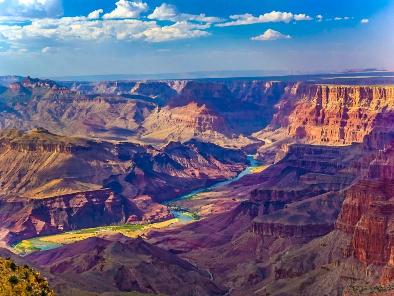 Grand canyon at sunrise with river Colorado
