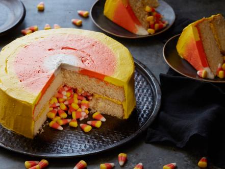 How To Make A Stuffed Candy Corn Cake Food Network Halloween Party Ideas And Recipes Food Network Food Network
