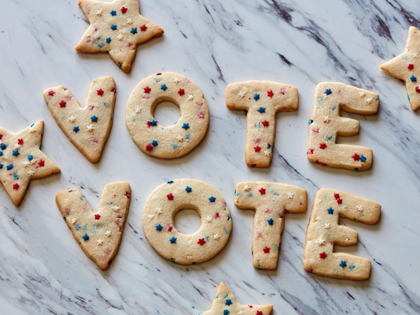 Key Words: Election Day, Sugar Cookies, Four, Vanilla Extract, Egg, Butter, Sugar, Red, White and Blue Confetti Star
