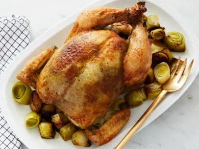 Food Nework Kitchen's Cooking with Matcha, Matcha Roast Chicken with Leeks.