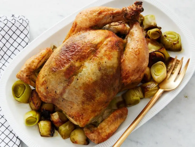 Food Nework Kitchen's Cooking with Matcha, Matcha Roast Chicken with Leeks.