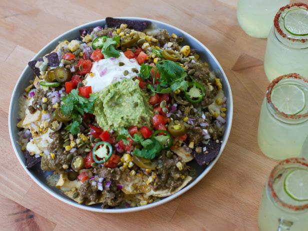 Roasted Tomatillo and Beef Nachos
