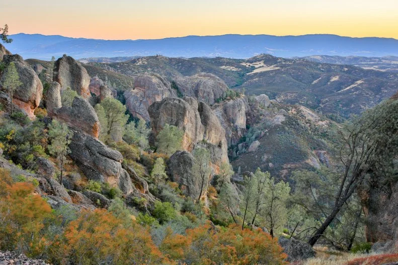 Landscape filled with volcanic rocks of pinnacles at the magical hours.
