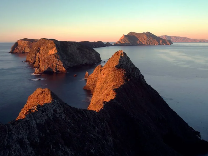 Great color refection on the island chain of Channel Island National Park at the sun rise from the Inspiration point of Anacapa Island.