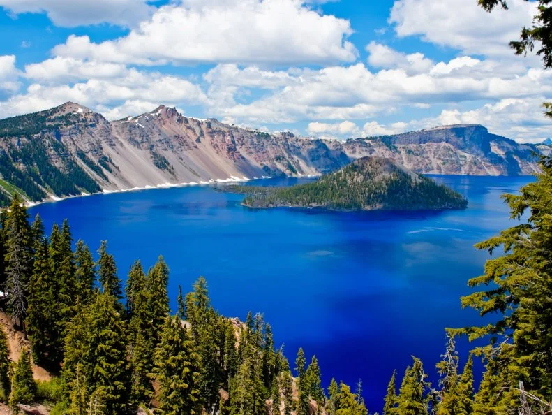 Gorgeous Crater lake on a summer day