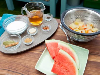 Host Katie Lee's Pickled Watermelon Rinds, as seen on Food Network's The Kitchen Season 10.