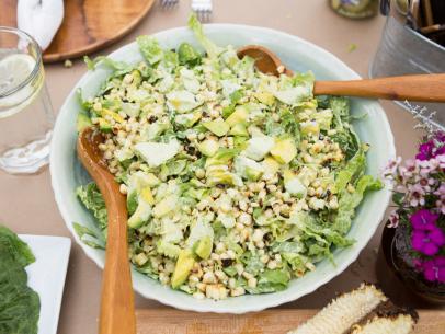 Avocado and Grilled Corn Salad with Goddess Dressing, as seen on Food Network's Valerie's Home Cooking, Season 3.