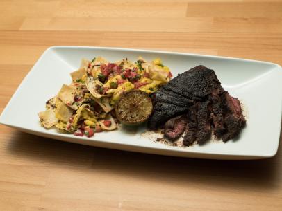 Host Rachael Ray's steak and eggs dish as seen on Food Network’s Worst Cooks in America: Celebrity Edition, Season 9.