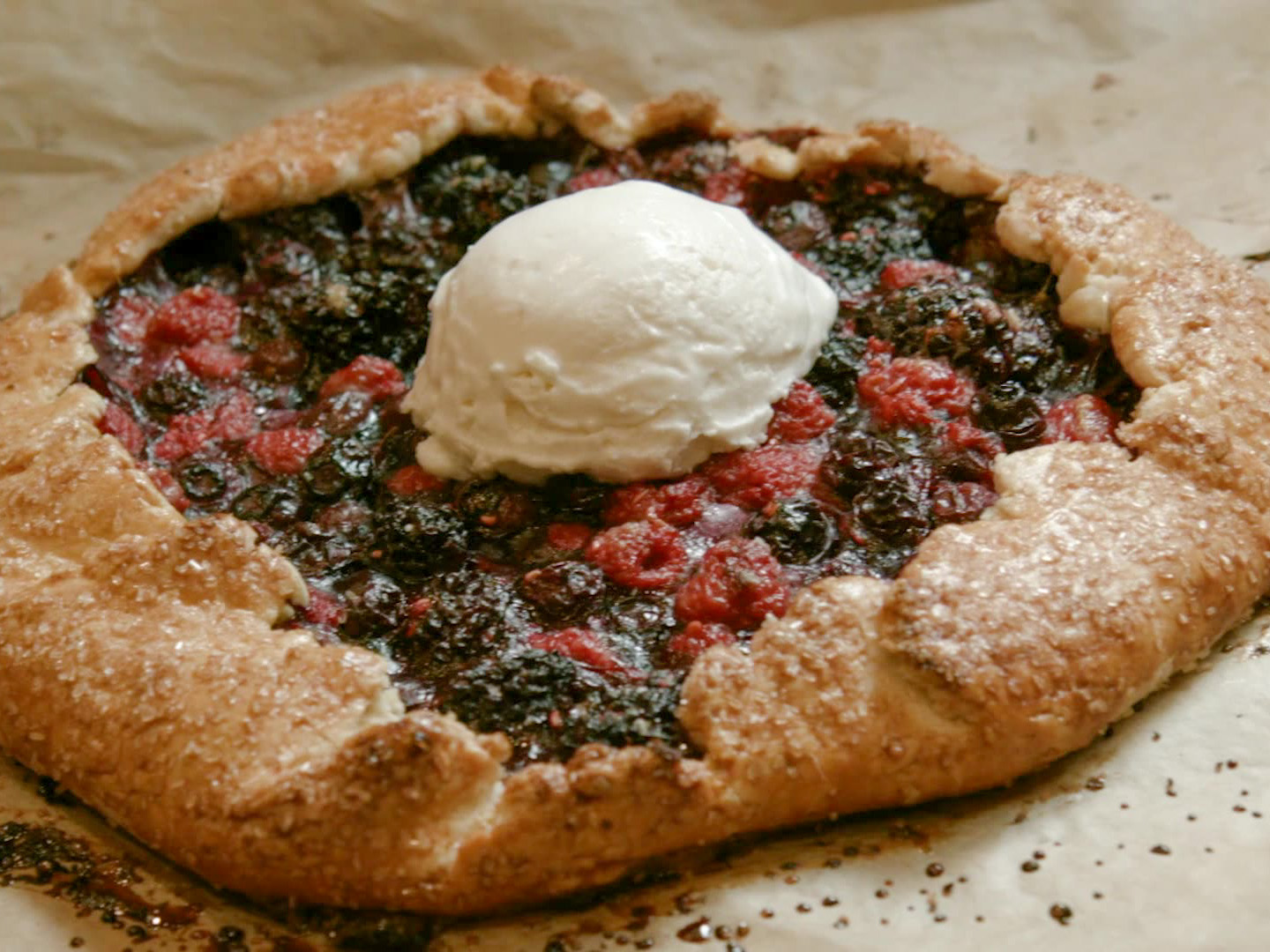 Triple Berry Galette with No-Churn Vanilla Ice Cream Recipe - Chef's ...