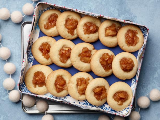 Food Network Kitchen's Apple Pie Thumbprint Cookies from 12 Days of Cookies for THE ULTIMATE FRIENDSGIVING/12 DAYS OF COOKIES/LAST-MINUTE SIDES, as seen on Food Network