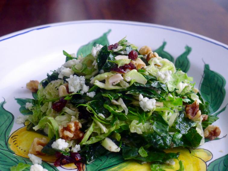 Brussels Sprout, Walnut and Salad with Cranberry Vinaigrette