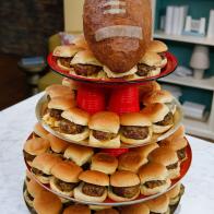The Feltner Brothers' Slider Tower is displayed, as seen on Food Network's The Kitchen, Season 12.
