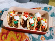Dessert tacos are displayed, as seen on Food Network's The Kitchen Sink, Season 2.