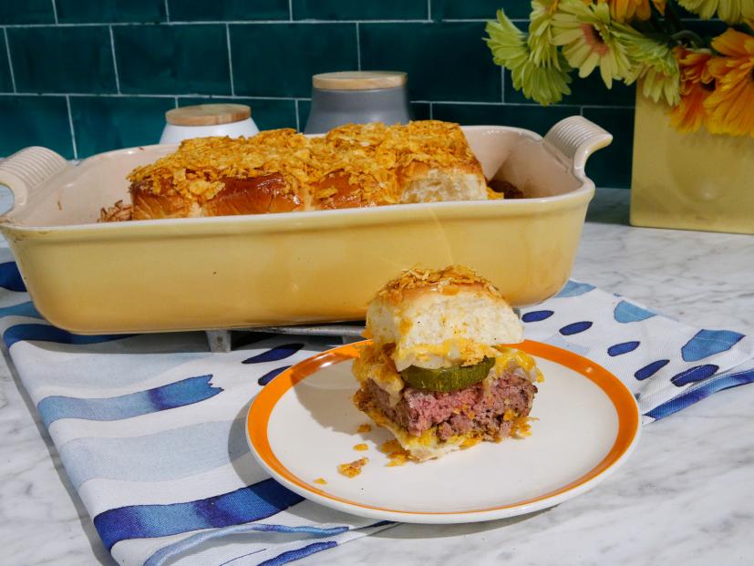 Super Easy Sloppy Sliders are displayed, as seen on Food Network's The Kitchen Sink, Season 2.