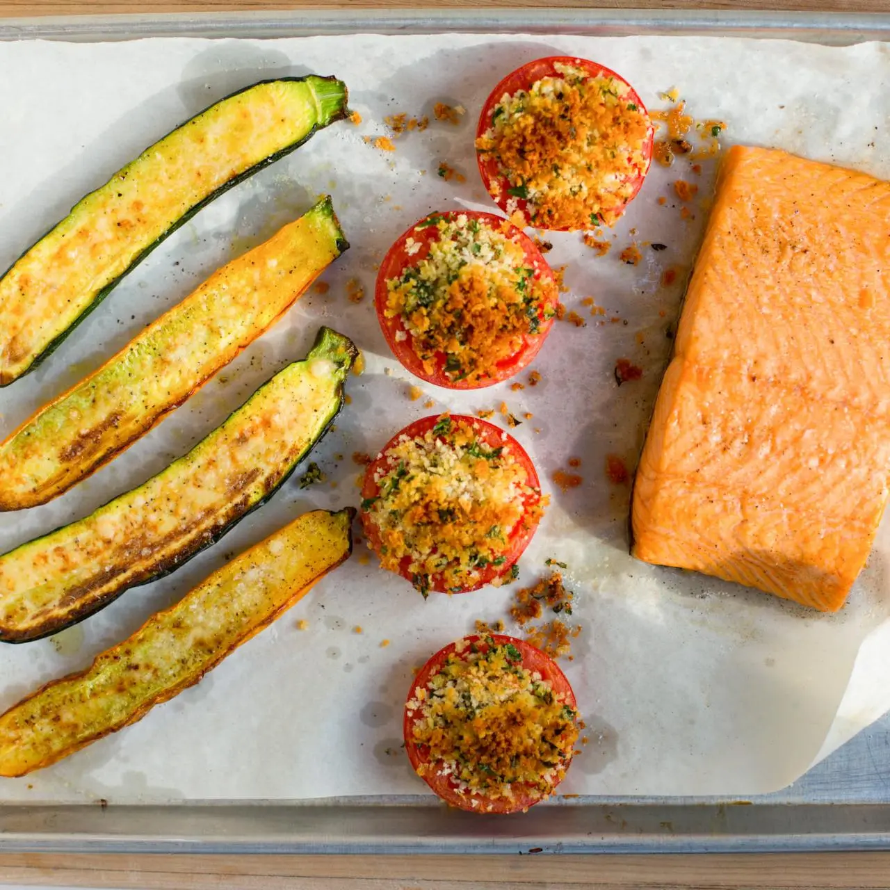 Salmon and Zucchini Sheet Pan Dinner Recipe | Food Network Kitchen