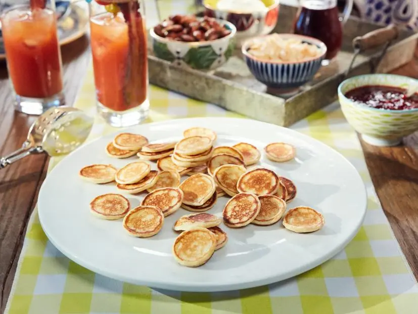 Host Tiffani Amber Thiessen's dish, Yogurt Blinis, as seen on Cooking Channel’s Dinner at Tiffani’s, Season 3.