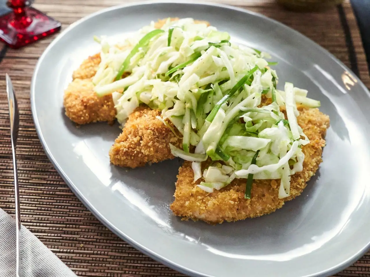 Chicken Katsu with Spicy Apple Slaw Recipe | Tia Mowry | Food Network