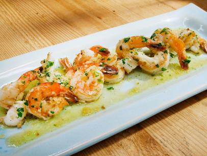 Shrimp Scampi is displayes, as seen on Food Network's The Kitchen, Season 12.