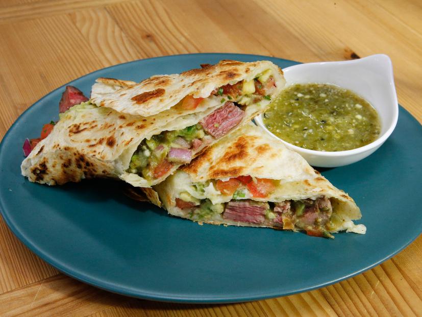 Leo and Oliver Kremer's Steak Quesadilla is displayed, as seen on Food Network's The Kitchen, Season 12.