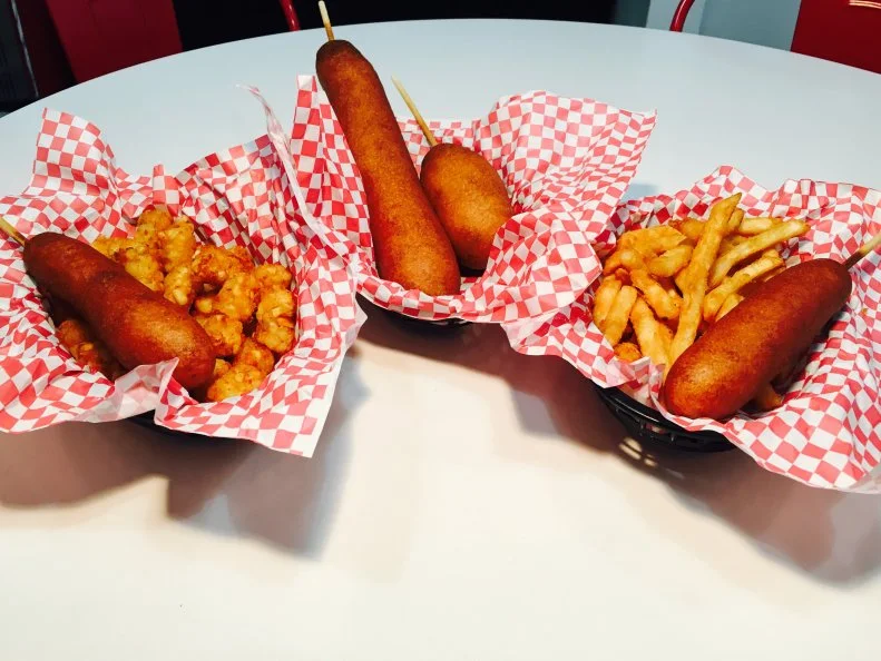 The origin of corn dogs is murky, but some claim that Oregonians George and Vera Boyington invented them sometime during World War II. Now the arguable birth state of battered and fried food on a stick has a new claim to fame: the 30-foot fiberglass hot dog on the roof of Rockaway Beach’s Pronto Pup, which gives the corn dog treatment to hot dogs, veggie dogs, chorizo, zucchini, pickles and cheese. 