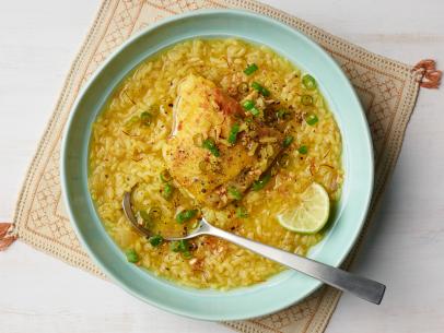 Food Network Kitchen's CHICKEN SOUP AROUND THE WORLD, Soups Around the World Arroz Caldo for LESSONS FROM GRANDMA/MICROWAVE VEGGIES/CHICKEN SOUP, as seen on Food Network