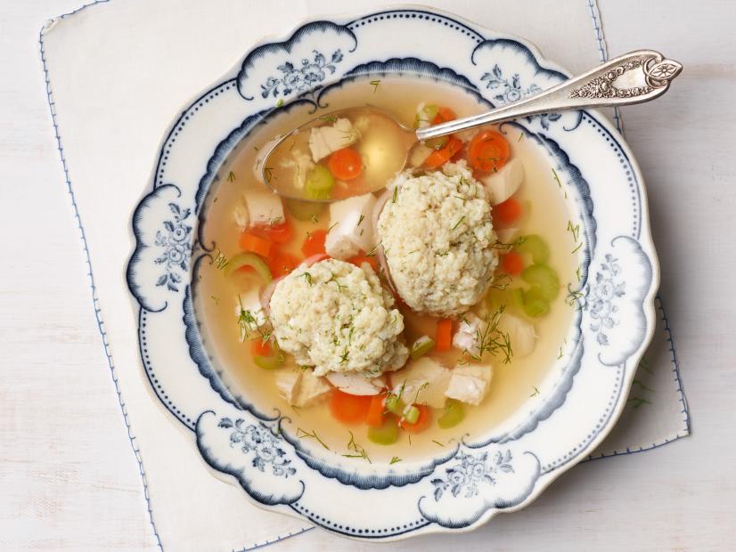 Food Network Kitchen's Chicken Soup Around The World Matzo Ball Soup for LESSONS FROM GRANDMA/MICROWAVE VEGGIES/CHICKEN SOUP, as seen on Food Network