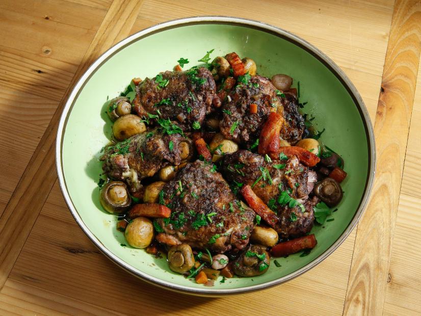 Coq Au Vin is displayed, as seen on Food Network's The Kitchen, Season 12.