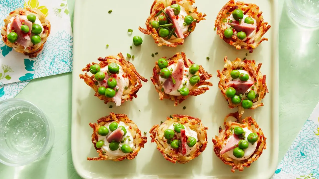 Ham and Cheese Potato Nests
