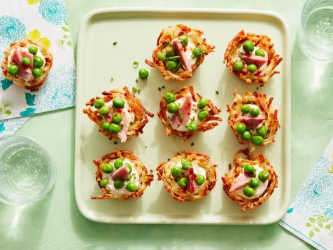 Potato Nests with Peas, Ham and Cream Cheese