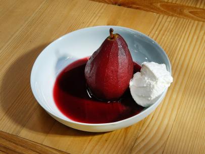 A Poached Pear is displayed, as seen on Food Network's The Kitchen, Season 12.