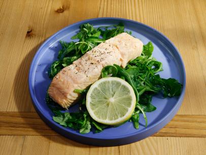 Poached Salmon is displayed, as seen on Food Network's The Kitchen, Season 12.