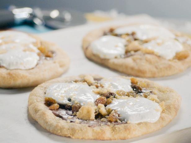 Chocolate-Almond Pizza with Bourboned Raisins and a Cinnamon Sugar Crust