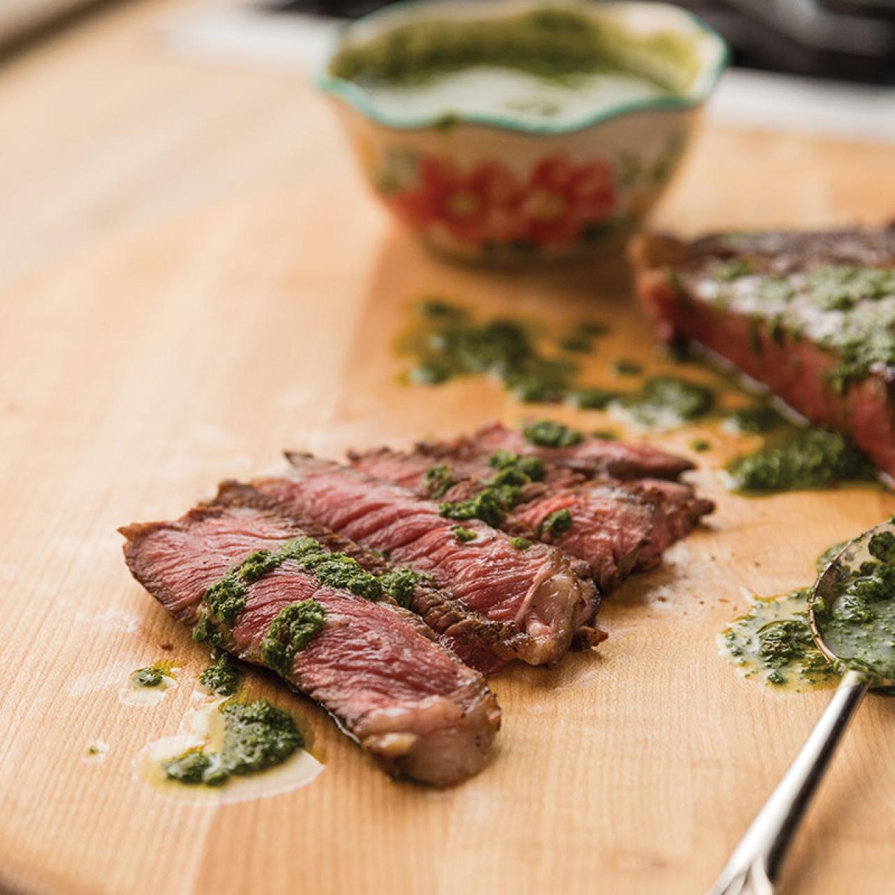 Marinated Flank Steak with Chimichurri - Girl With The Iron Cast