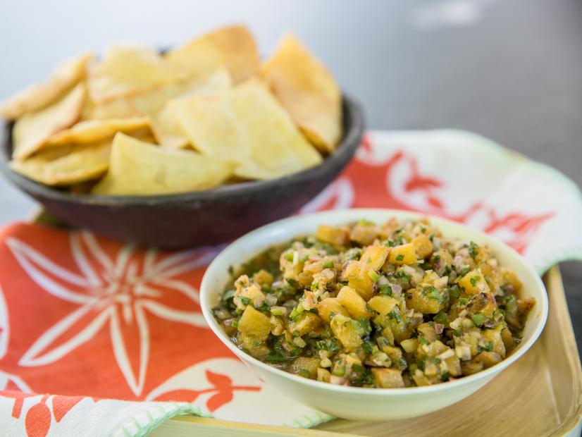 Seared Pineapple Salsa and Homemade Tortilla Chips, as seen on The Bobby and Damaris Show, Season 1.