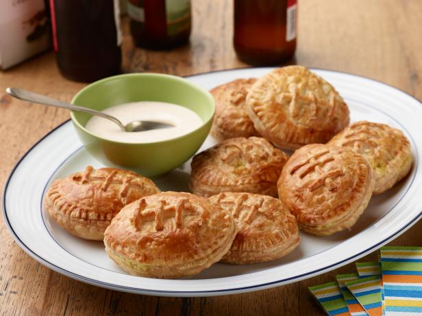 Food Network Kitchen’s Jamaican Meat Pie Footballs, as seen on Food Network.