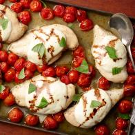 Food Network Kitchen’s Sheet Pan Caprese Chicken, as seen on Food Network.