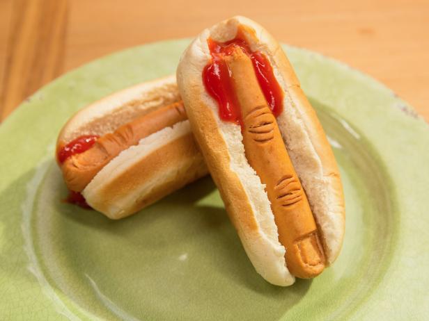 Katie Lee shares her Severed Finger Hot Dogs for a Piece of Cake Halloween Party, as seen on Food Network's The Kitchen