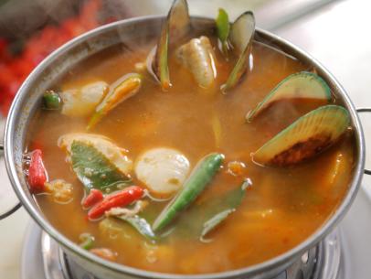 The Tom Yum Soup as Served at Jitlada Restaurant in Los Angeles, California as seen on Food Network's Diners, Drive-Ins and Dives episode 2708.