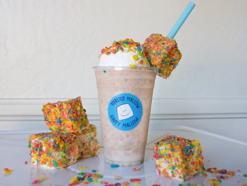 The name of the milkshake at this specialty marshmallow shop should instantly should give away the featured ingredient: Fruity Pebbles. The cereal shows up in two components: the milkshake, where it’s blended with vanilla, strawberry puree, a fresh banana, milk and ice, and the pillowy marshmallow topper.
