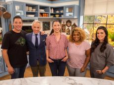 Jeff Mauro, Geoffrey Zakarian, Gesine Bullock-Prado, Sunny Anderson, and Katie Lee, as seen on Food Network's The Kitchen