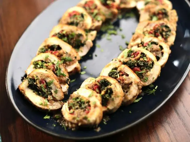 Spinach and Red Pepper-Stuffed Chicken Recipe | Valerie Bertinelli | Food Network