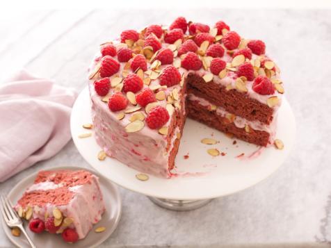Red Velvet Cake with Raspberries and Almonds