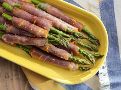 Roasted Asparagus with Serrano Ham as seen on Valerie's Home Cooking To Spain for a Little Bit of Everything: Tapas episode, season 7.