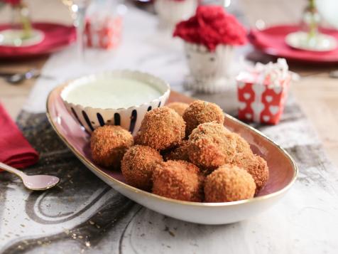 Green Pea Arancini with Herby Lemon Dipping Sauce