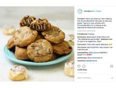 Cinnabon is now tucking bite-size versions of its signature cinnamon rolls inside chocolate chip cookies.