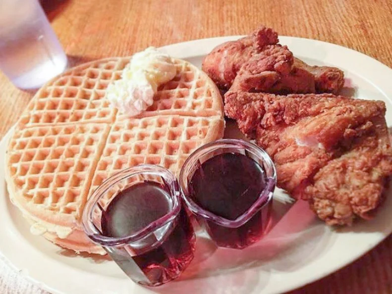 You donâ  t have to travel too far in LA to find Roscoeâ  s House of Chicken & Wafflesâ   namesake dish. Now with seven locations, Southern Californiaâ  s world-famous fried chicken is conveniently located for most locals. Opt for either a leg or a thigh and a waffle for under $9.